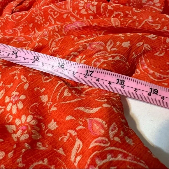 Pretty 1. State Asymmetrical Tiered Ruffle Mini Dress Orange and Pink Floral XL - Picture 10 of 11